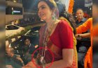 Nita Ambani wears Ganpati jewelry in Mumbai during Ganesh Visarjan.