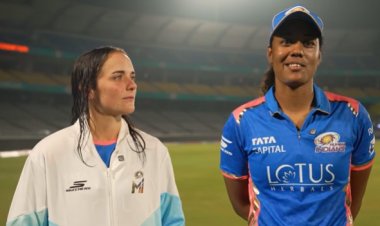 Hayley Matthews and Amelia Kerr joke about a missed catch.