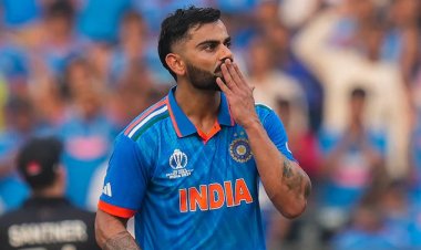 Tendulkar applauds from the stands as Virat Kohli celebrates his historic 50th ODI century at the Wankhede Stadium
