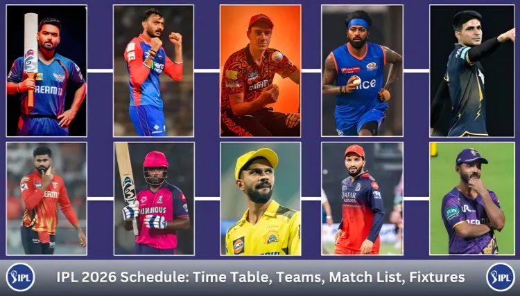 Indian Premier League (IPL) 2026 Schedule Announced: Full Team List, Match Dates, Time Table & Points Table.